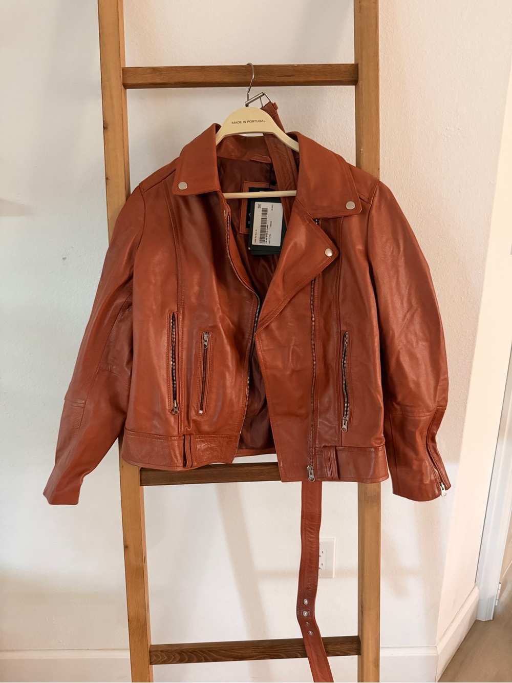 Orange Real Leather Moto Jacket